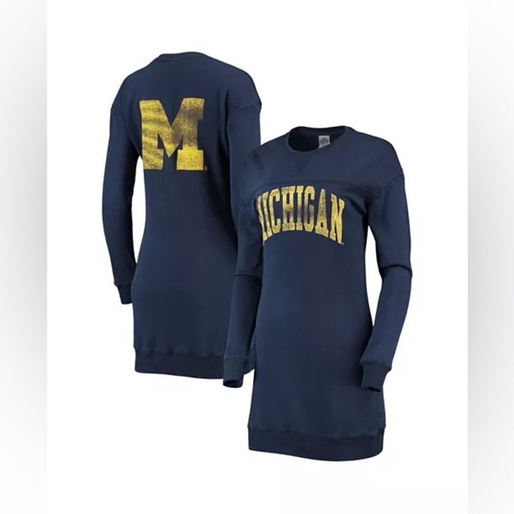 Women Gameday Couture Michigan Wolverines Long Sweater Dress Blue Size Small NWT